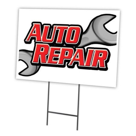 SIGNMISSION Auto Repair Yard Sign & Stake outdoor plastic coroplast window, C-1824 Auto Repair C-1824 Auto Repair